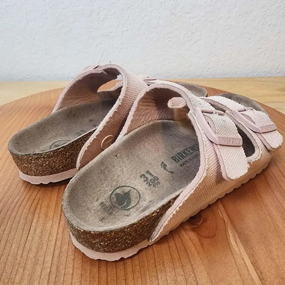 Birkenstock Arizona Sandals Kids Size 13 EU31 Pink Canvas Vegan Buckle